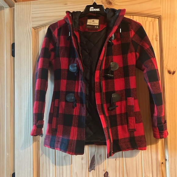 Legendary Whitetails Red and Black Plaid Pea Coat - Picture 1 of 4